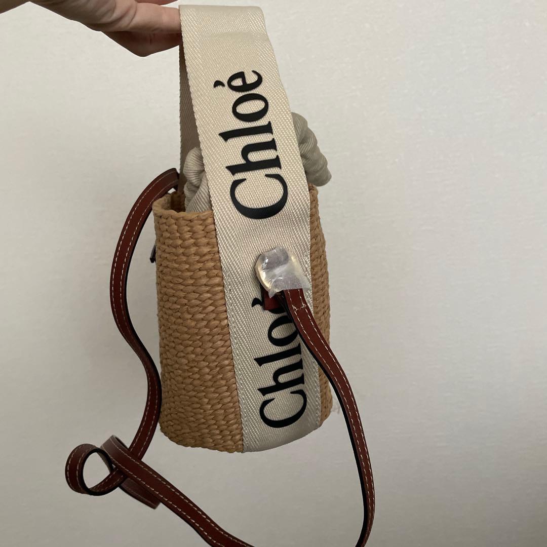 Chloe カゴバッグ　アイボリー　WOODY スモールバスケット