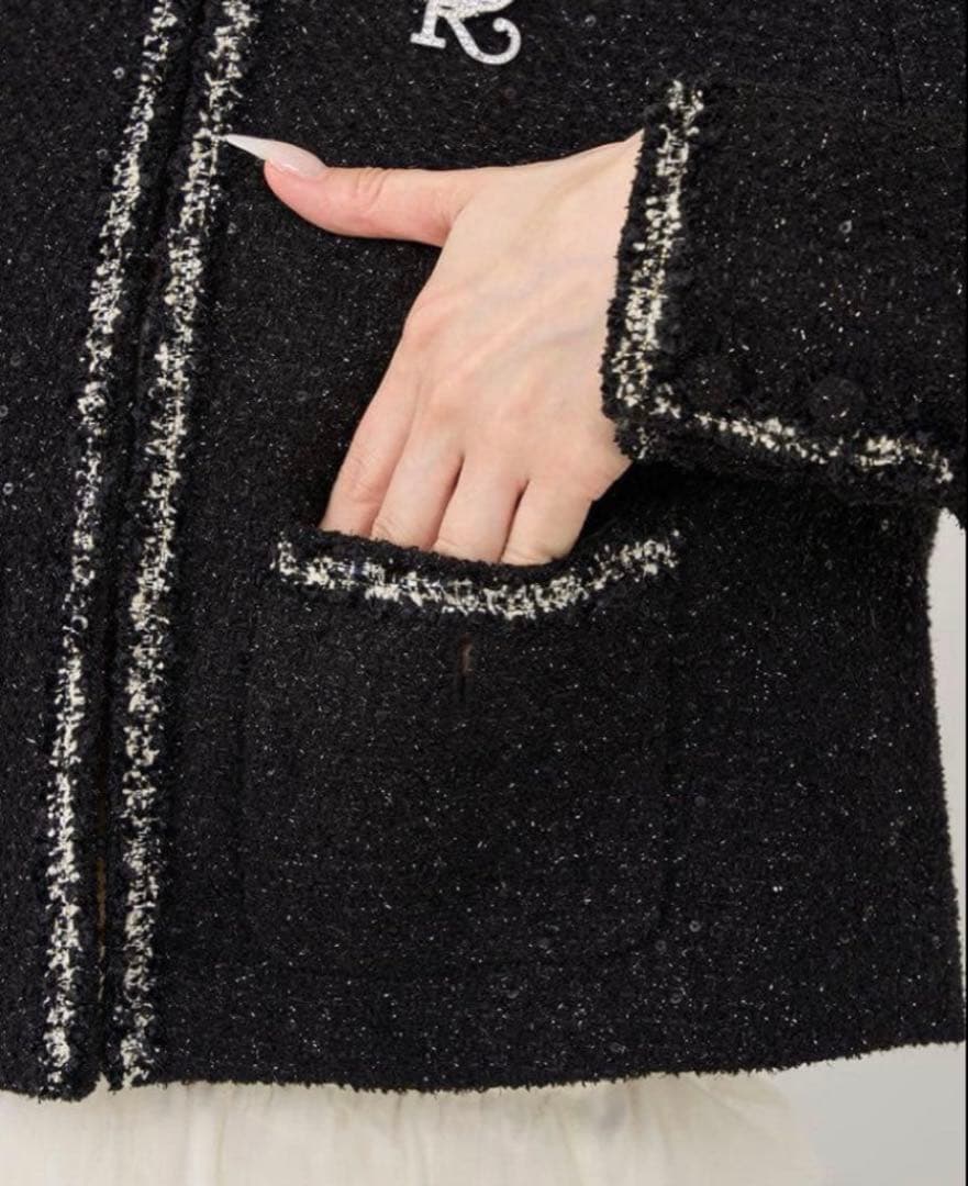 Darichダーリッチ スパンコールツイードジャケット ブラック
