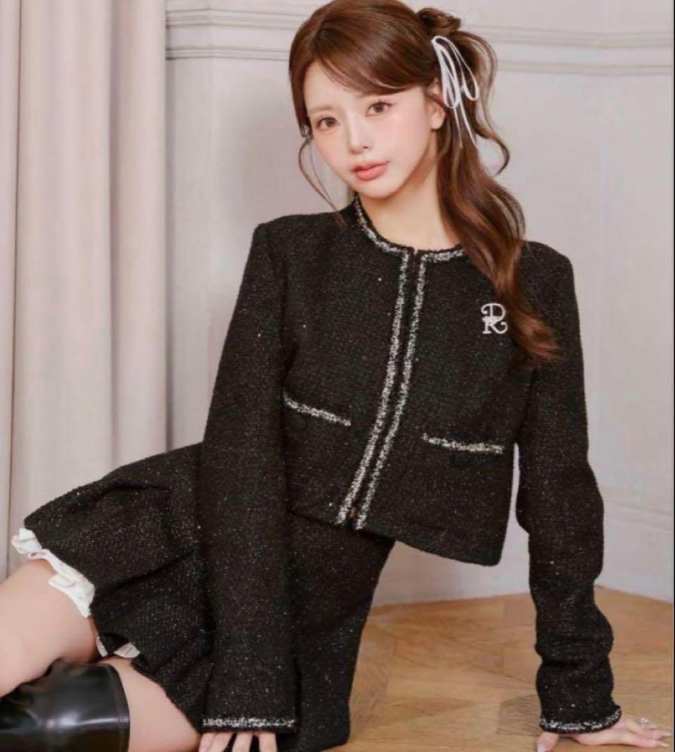 Darichダーリッチ スパンコールツイードジャケット ブラック