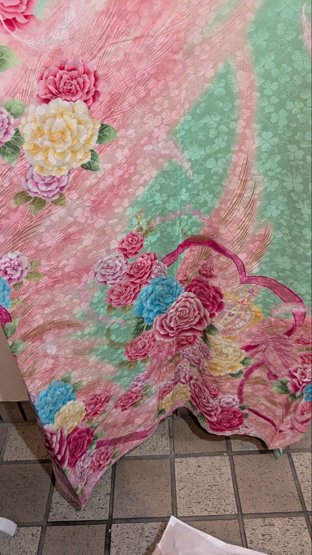 【松田聖子プロデュースブランド】振袖 ミントグリーン 花柄•Ｌサイズ