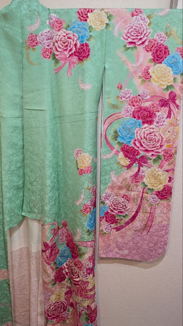 【松田聖子プロデュースブランド】振袖 ミントグリーン 花柄•Ｌサイズ