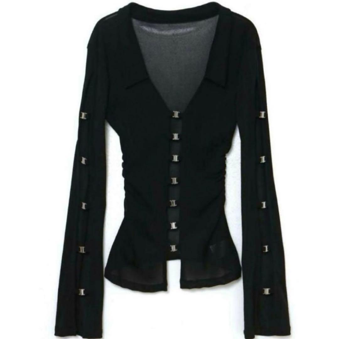 トップス melt the lady sheer hook tops black