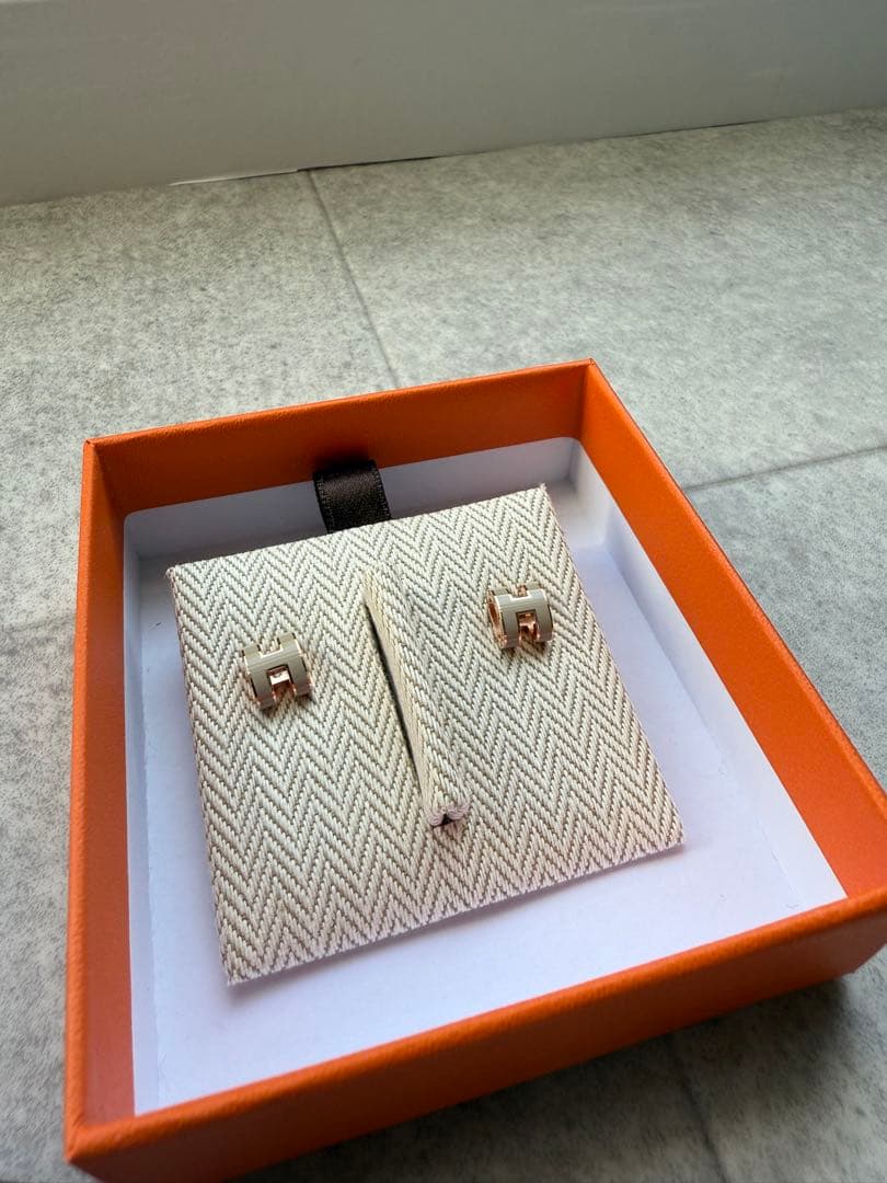 （4/23迄❣️）新品未使用 エルメス ミニポップH ピアス マロングラッセ
