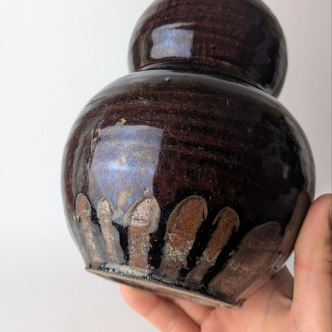 正*様 古瀬戸 飴釉 瓢形徳利 共箱 酒器 花生 花入 花器 骨董 古美術 アン