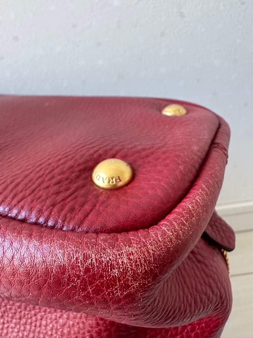 PRADA レザー 赤 トートバッグ