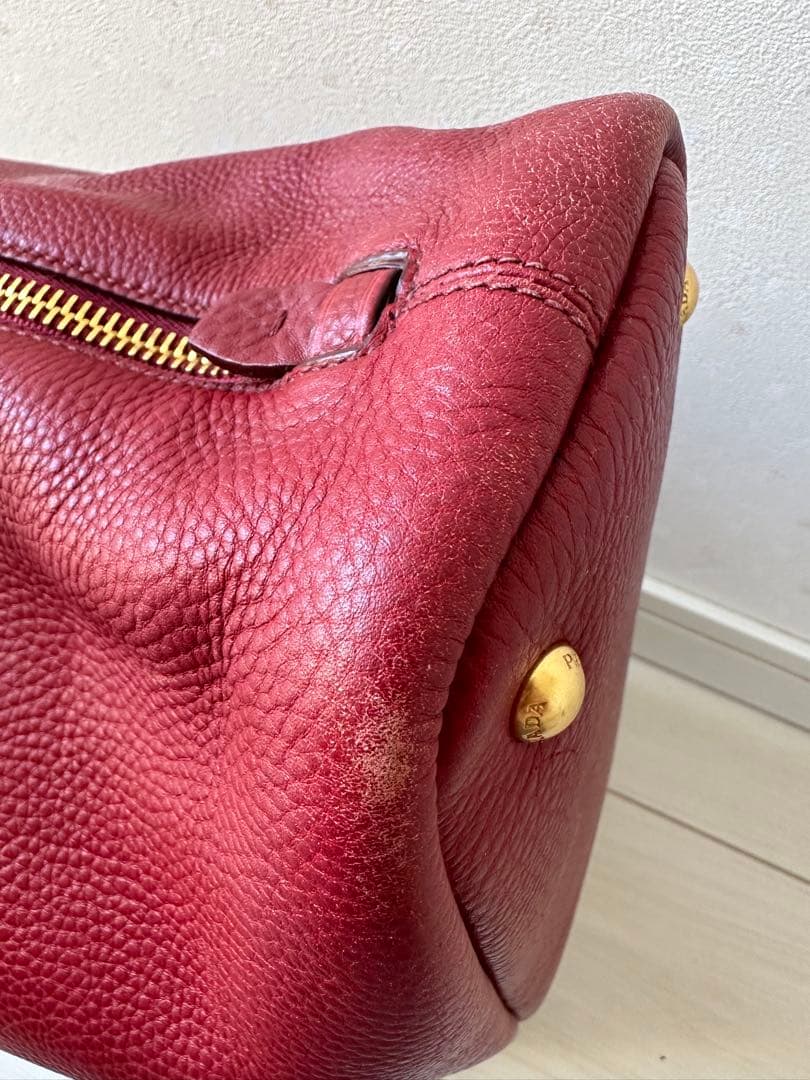 PRADA レザー 赤 トートバッグ