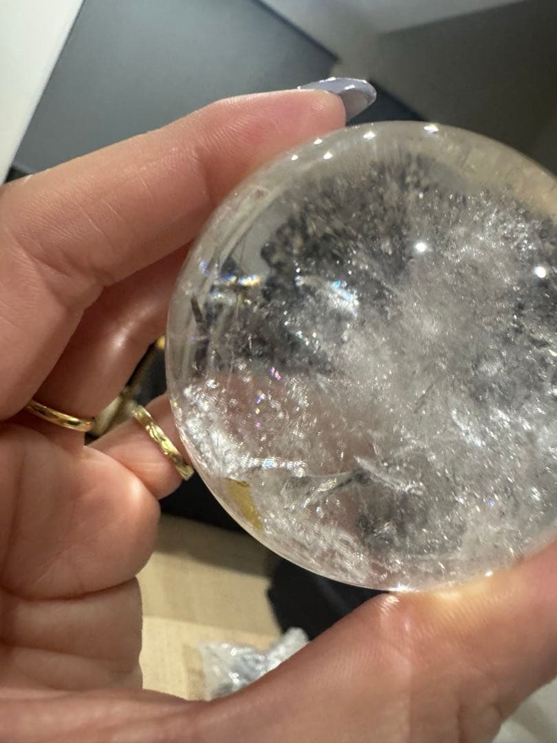 爆虹水晶丸玉スフィア　60㎜オーバー大玉‼︎クリア感あり　おまけ台座付