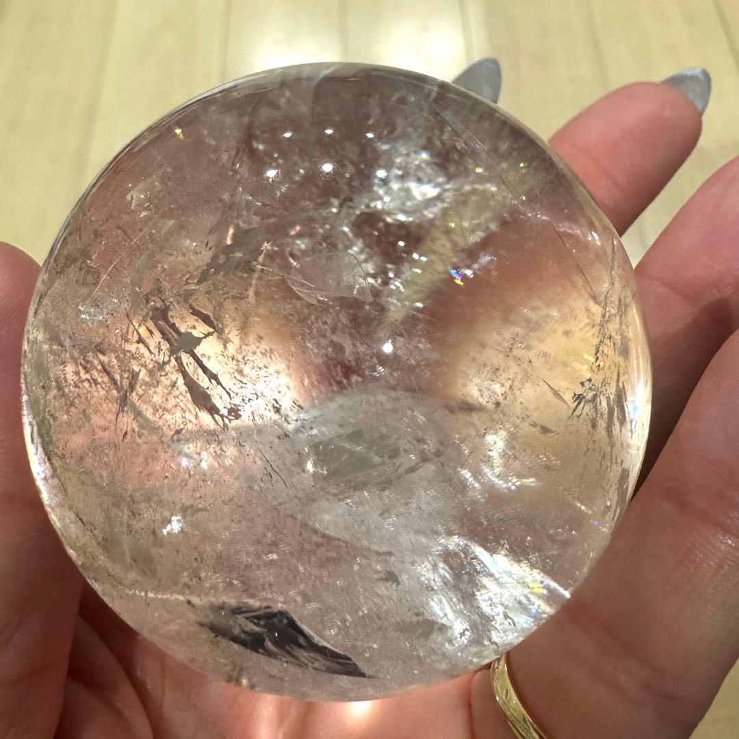 爆虹水晶丸玉スフィア　60㎜オーバー大玉‼︎クリア感あり　おまけ台座付