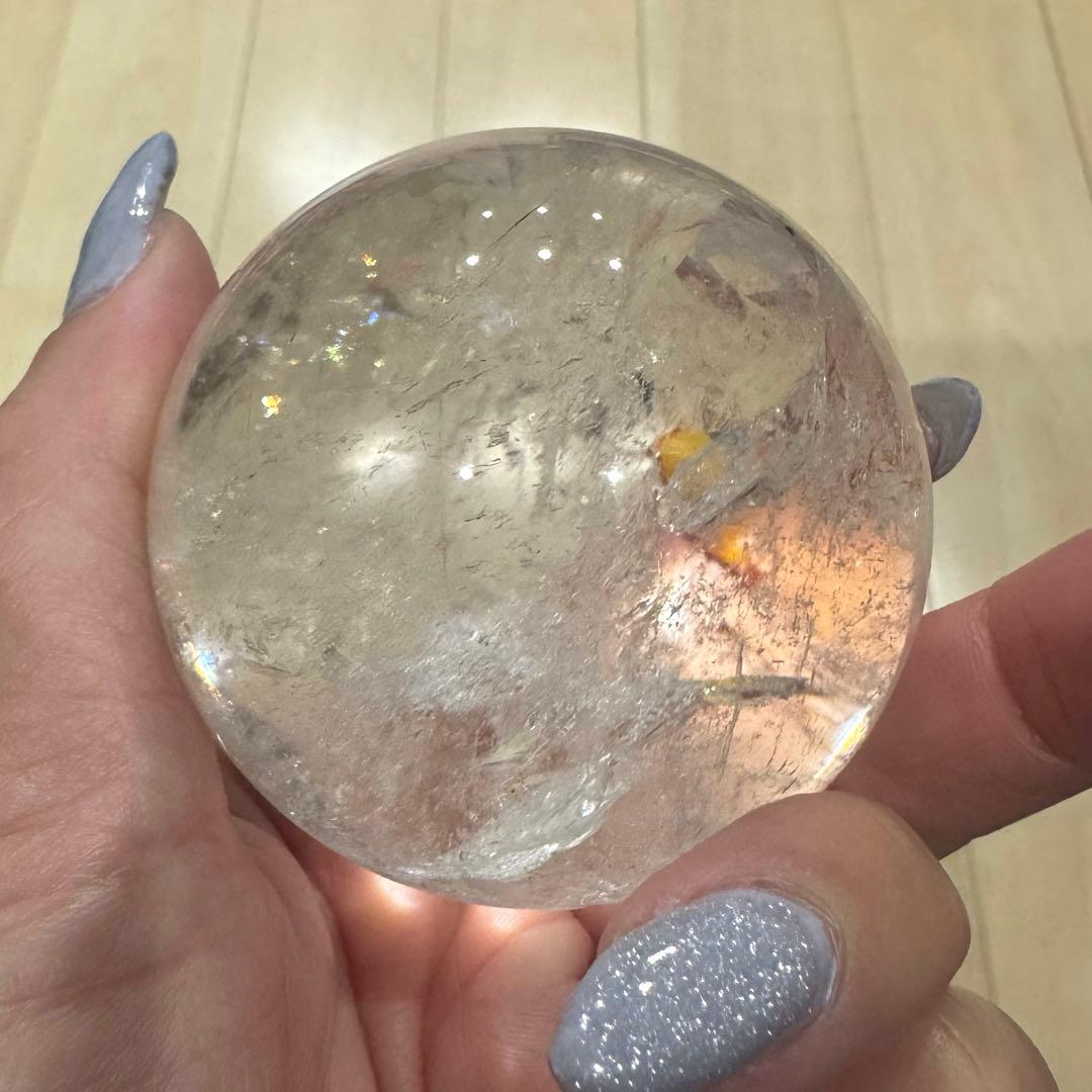 爆虹水晶丸玉スフィア　60㎜オーバー大玉‼︎クリア感あり　おまけ台座付
