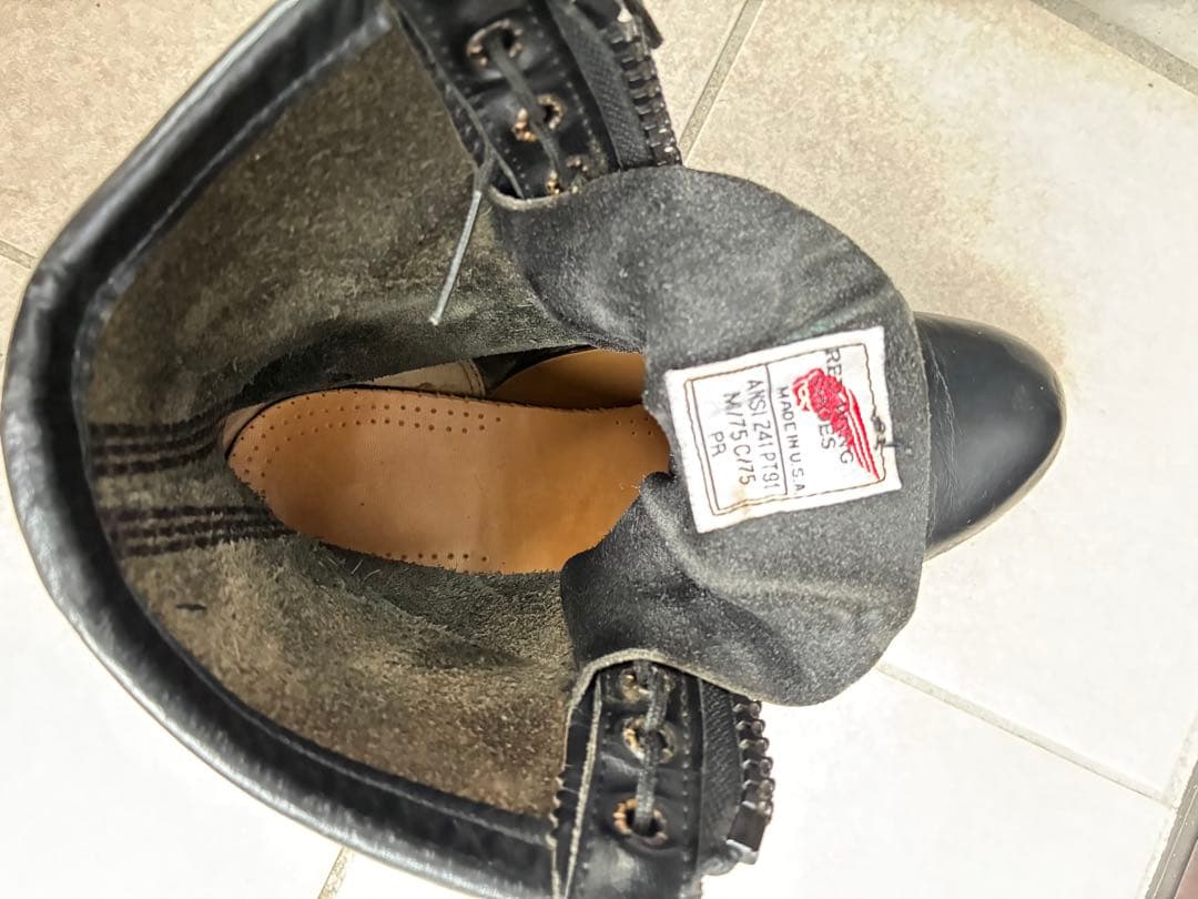 Redwingファイアーマンブーツ　ジッパー付き　アイアントゥー