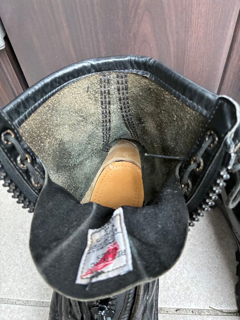 Redwingファイアーマンブーツ　ジッパー付き　アイアントゥー