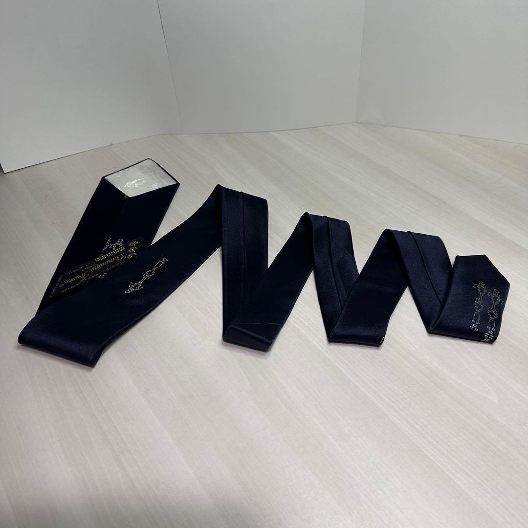 美品☆ドミニクフランス☆ネクタイ☆ネイビー☆スリークラウン☆定価6万円☆500