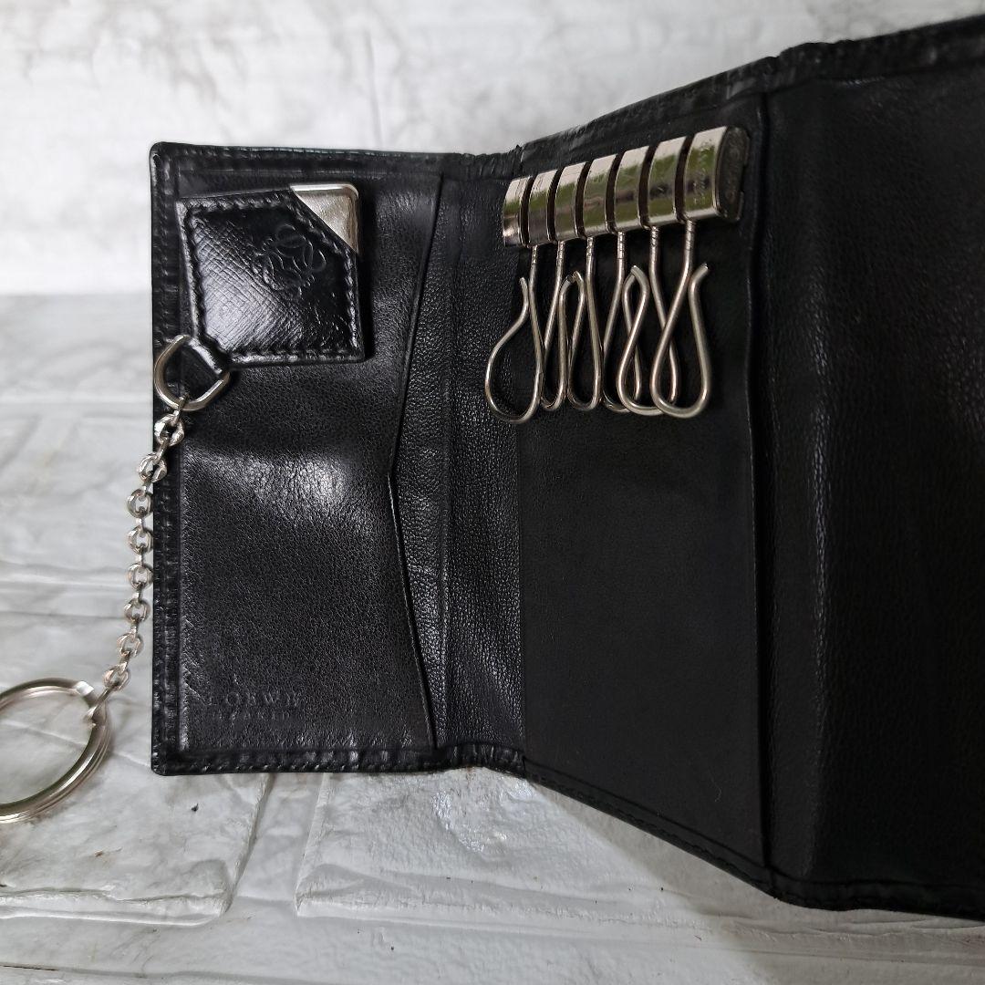 ✨美品✨LOEWE ロエベ 6連 キーケース レザー ブラック チャーム付き
