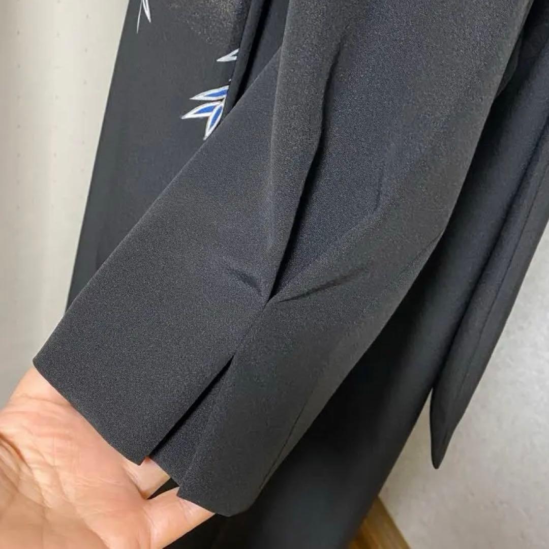 《LL 118cm》黒留袖リメイク 京友禅 七分袖ワンピース