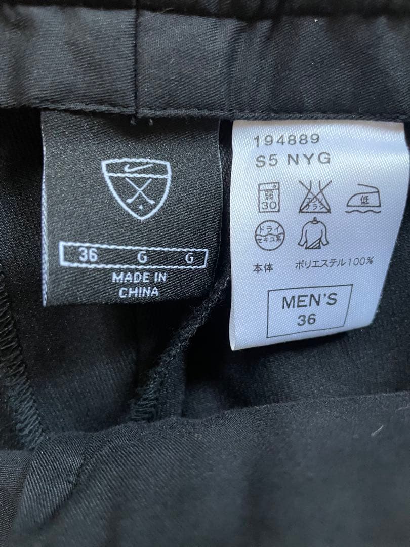 NIKE スラックスパンツ　ポリエステル　BLK無地GOLF 36 ゴルフ