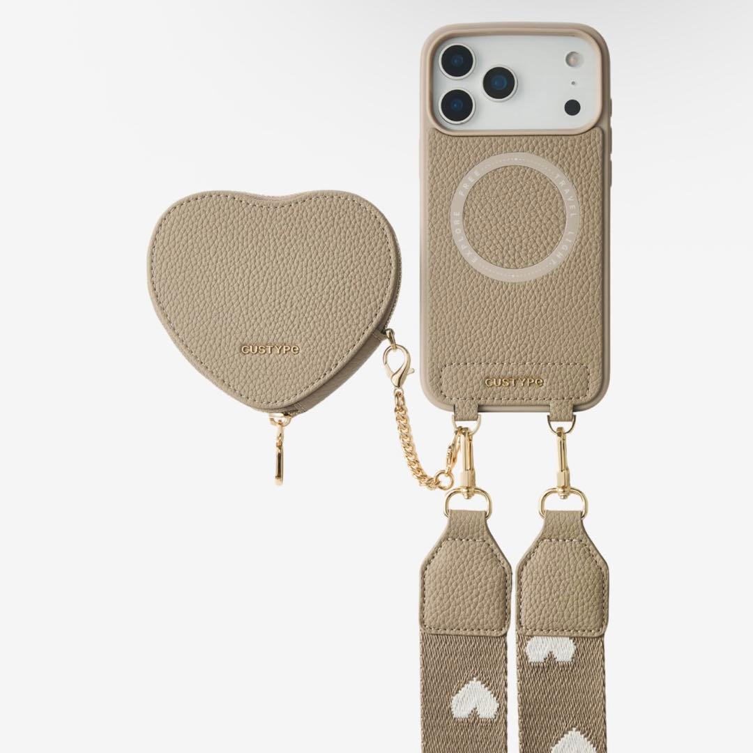 custype ハートデザインポーチ グレージュ iPhone17pro