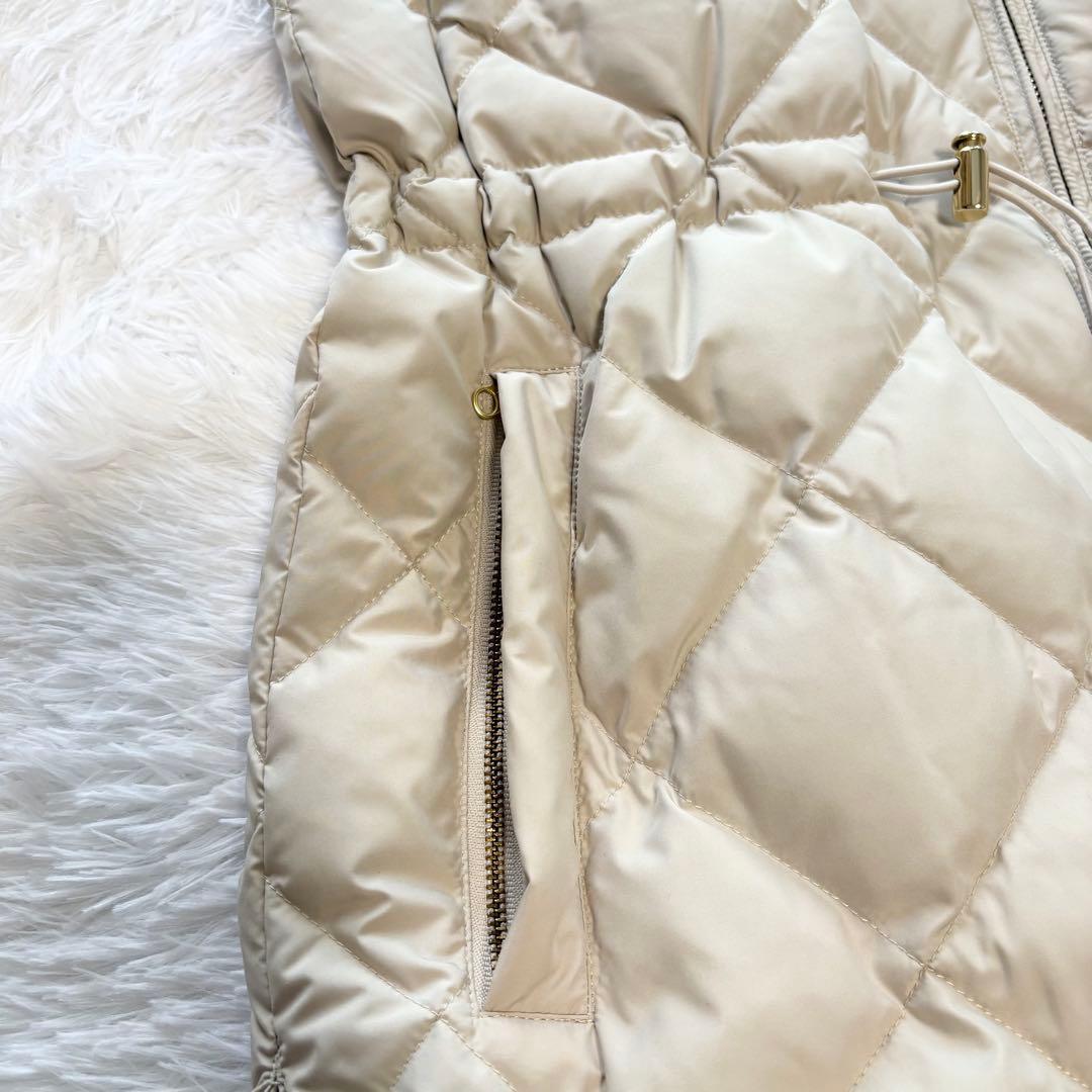 美品【TAION×UNFILO 】キルティングダウン ジレ ロングベストベージュ