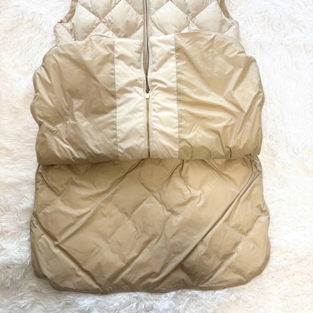 美品【TAION×UNFILO 】キルティングダウン ジレ ロングベストベージュ