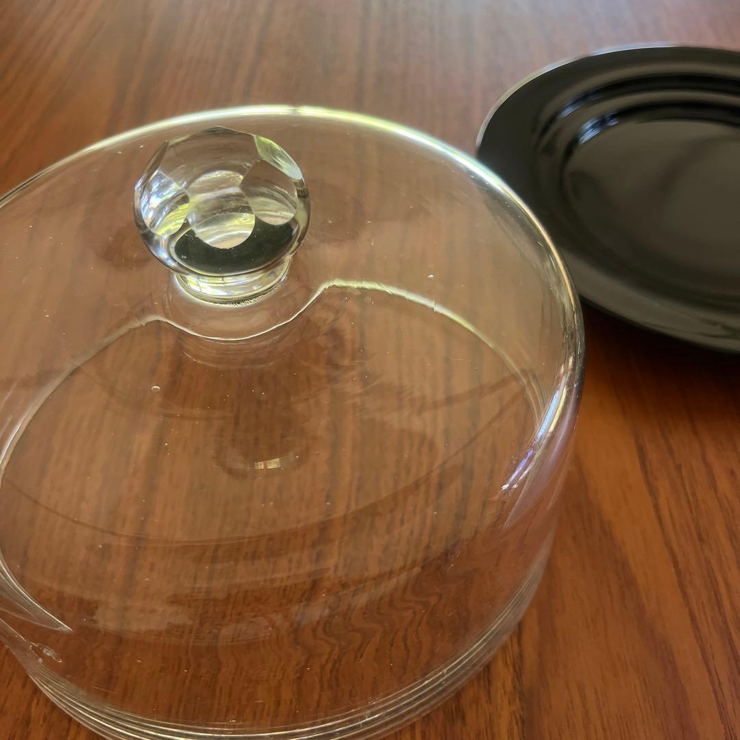 ケーキドーム　ガラスドーム　ビンテージ　吹きガラス　RITOGLASS