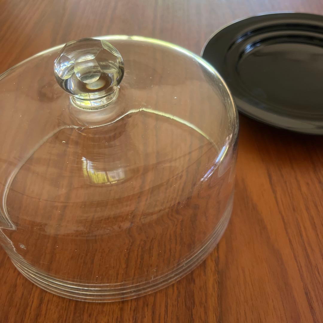 ケーキドーム　ガラスドーム　ビンテージ　吹きガラス　RITOGLASS