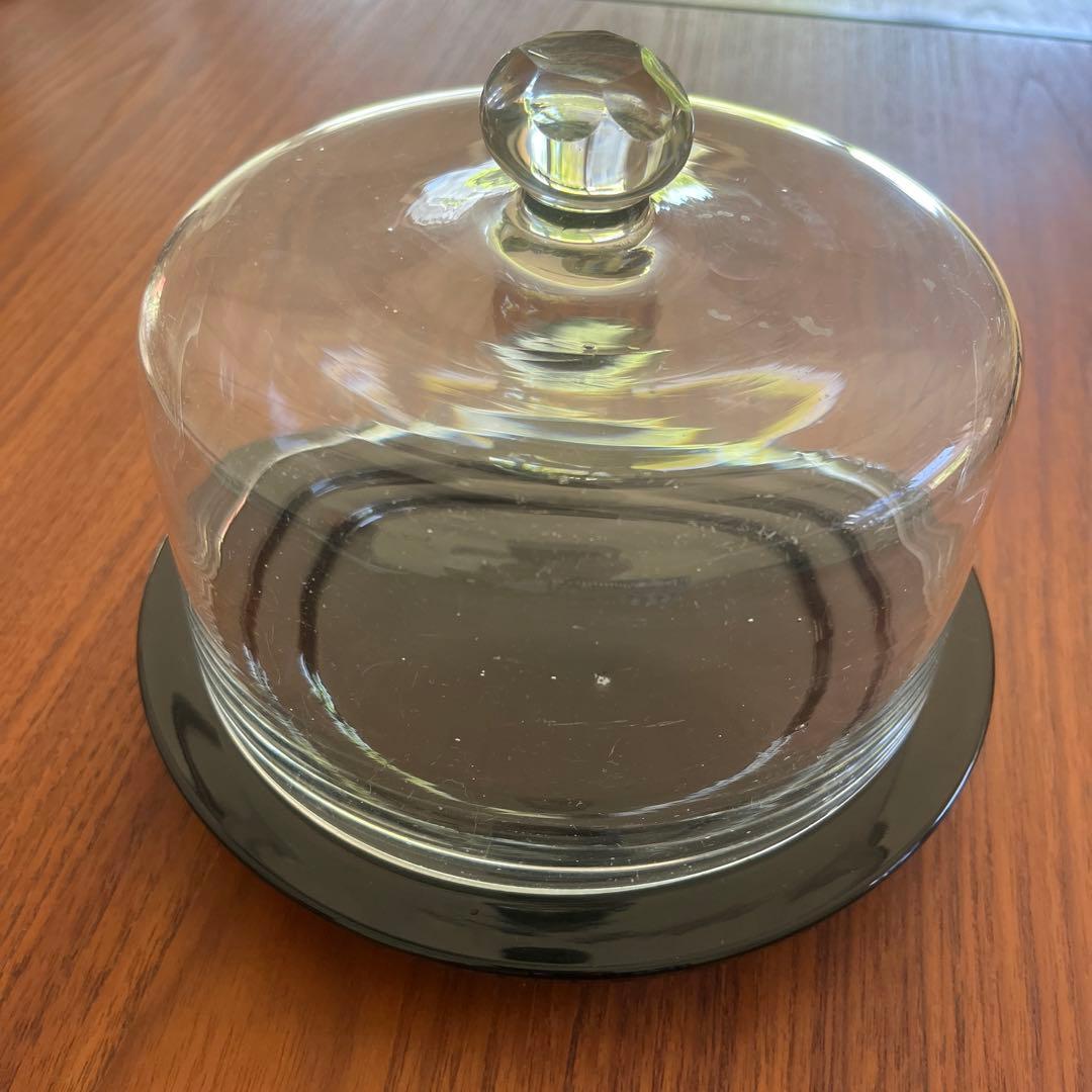 ケーキドーム　ガラスドーム　ビンテージ　吹きガラス　RITOGLASS