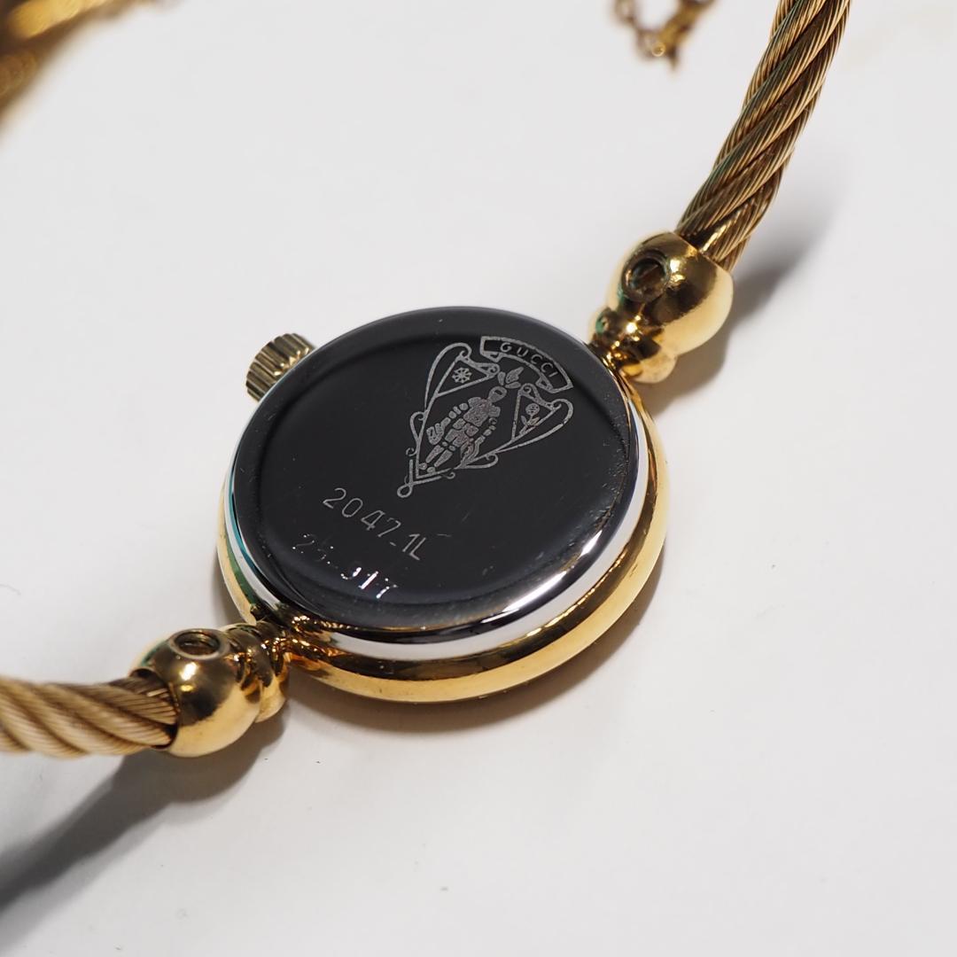 美品 グッチ GUCCI ワイヤー バングルウォッチ シェリー 腕時計 F935