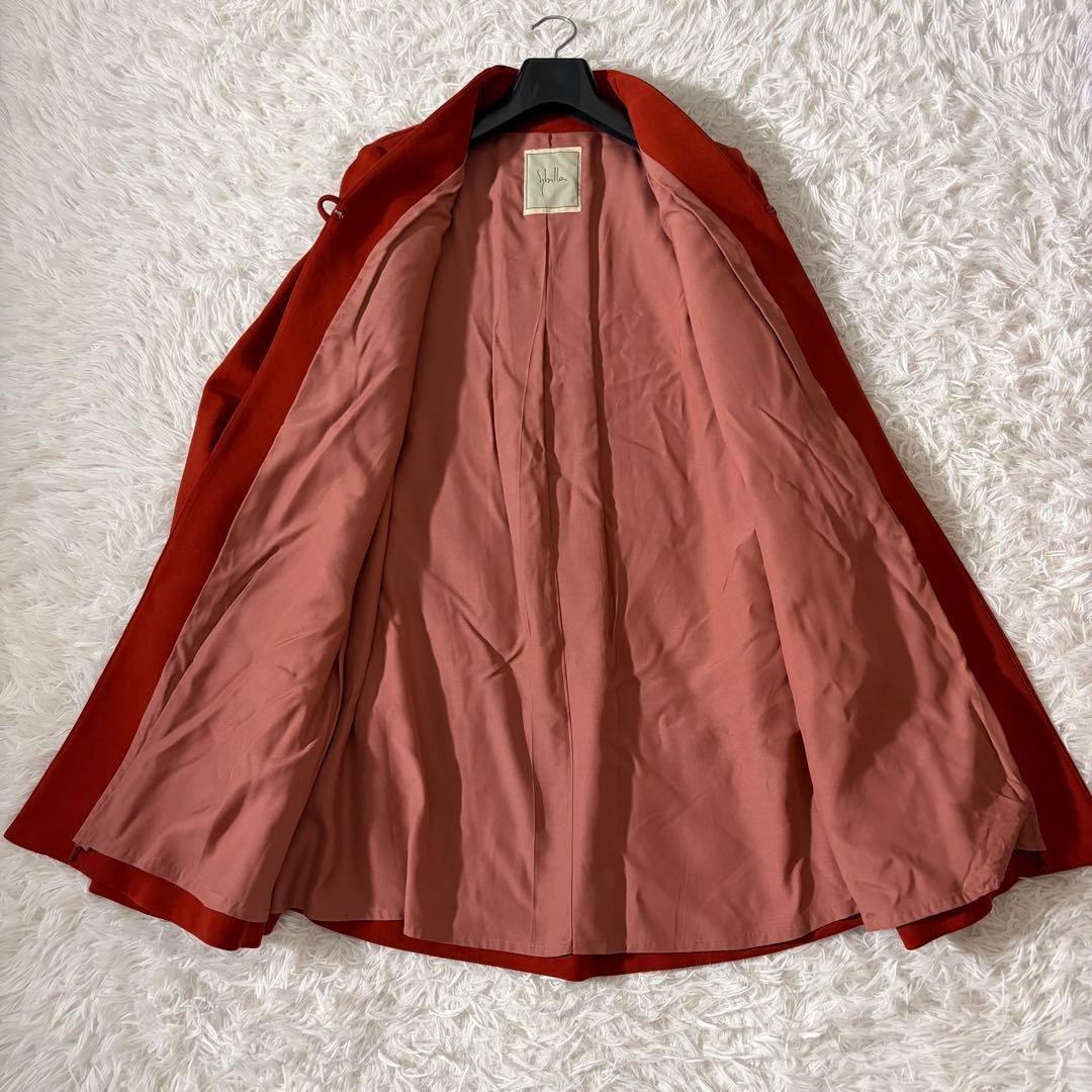 美品 シビラ ノーカラーコート 袖変形 フレア くるみボタン オレンジ