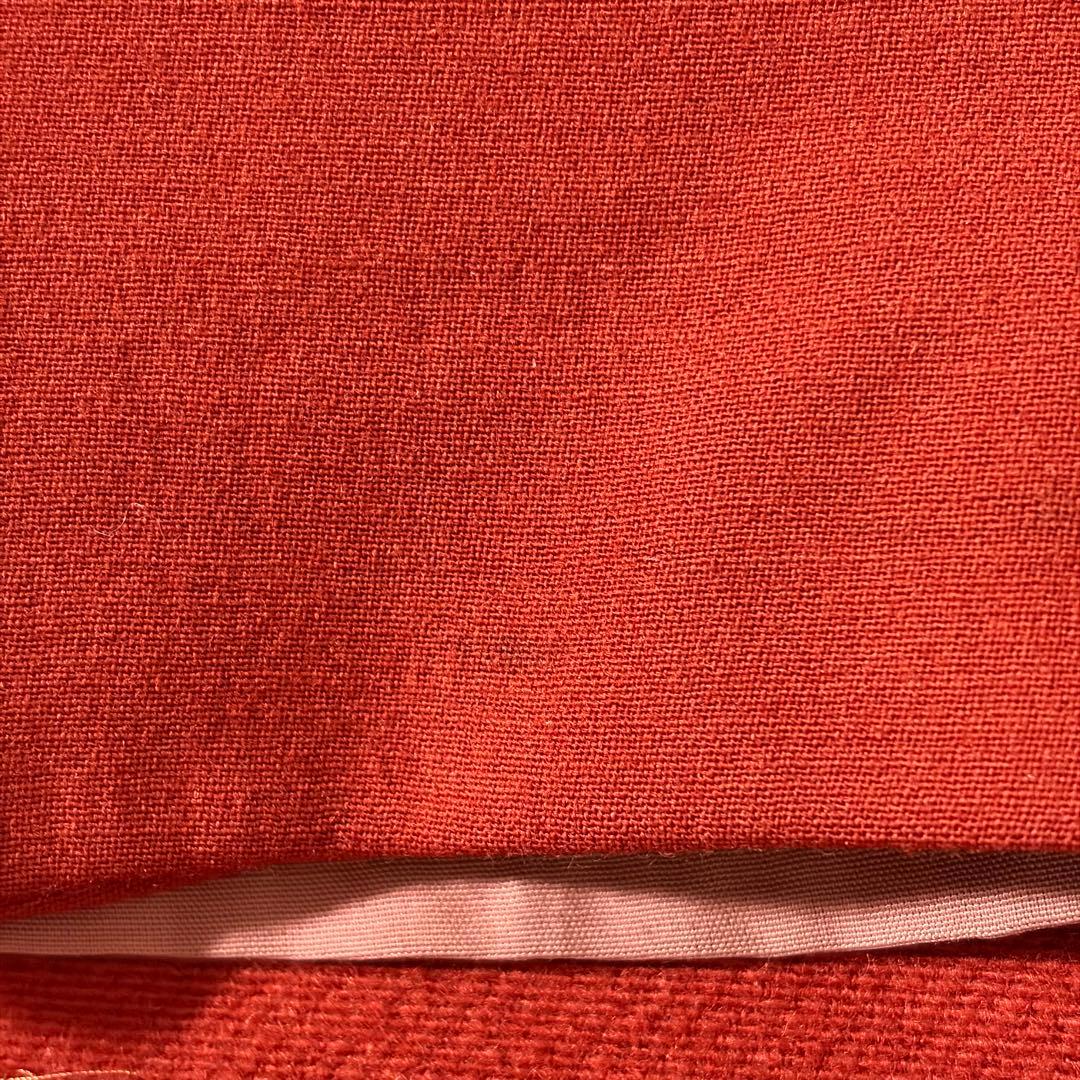 美品 シビラ ノーカラーコート 袖変形 フレア くるみボタン オレンジ