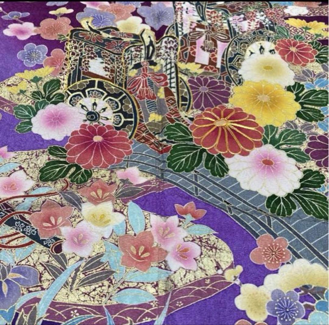 ⭐︎期間限定キャンペーン特価⭐︎美品⭐︎丸昌　紫　振袖古典柄　御所車＋おまけ付き