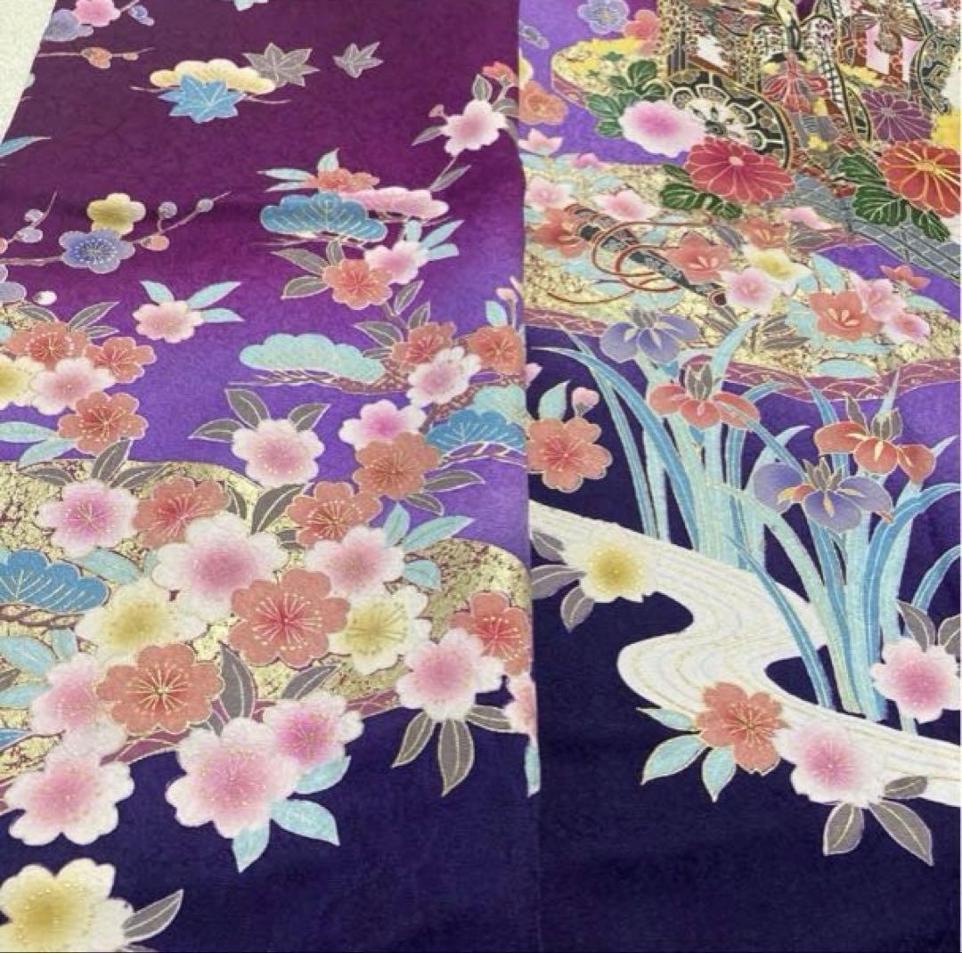 ⭐︎期間限定キャンペーン特価⭐︎美品⭐︎丸昌　紫　振袖古典柄　御所車＋おまけ付き