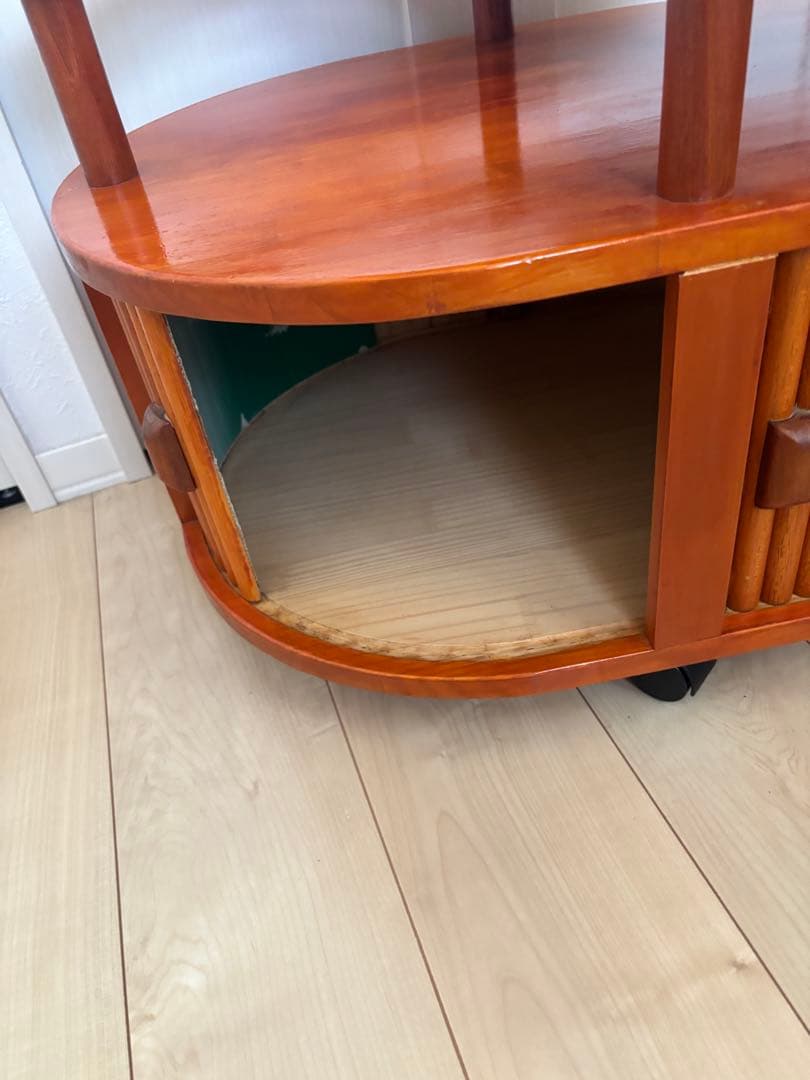 【希少】日光杉並木デザイン 木製ポットワゴン