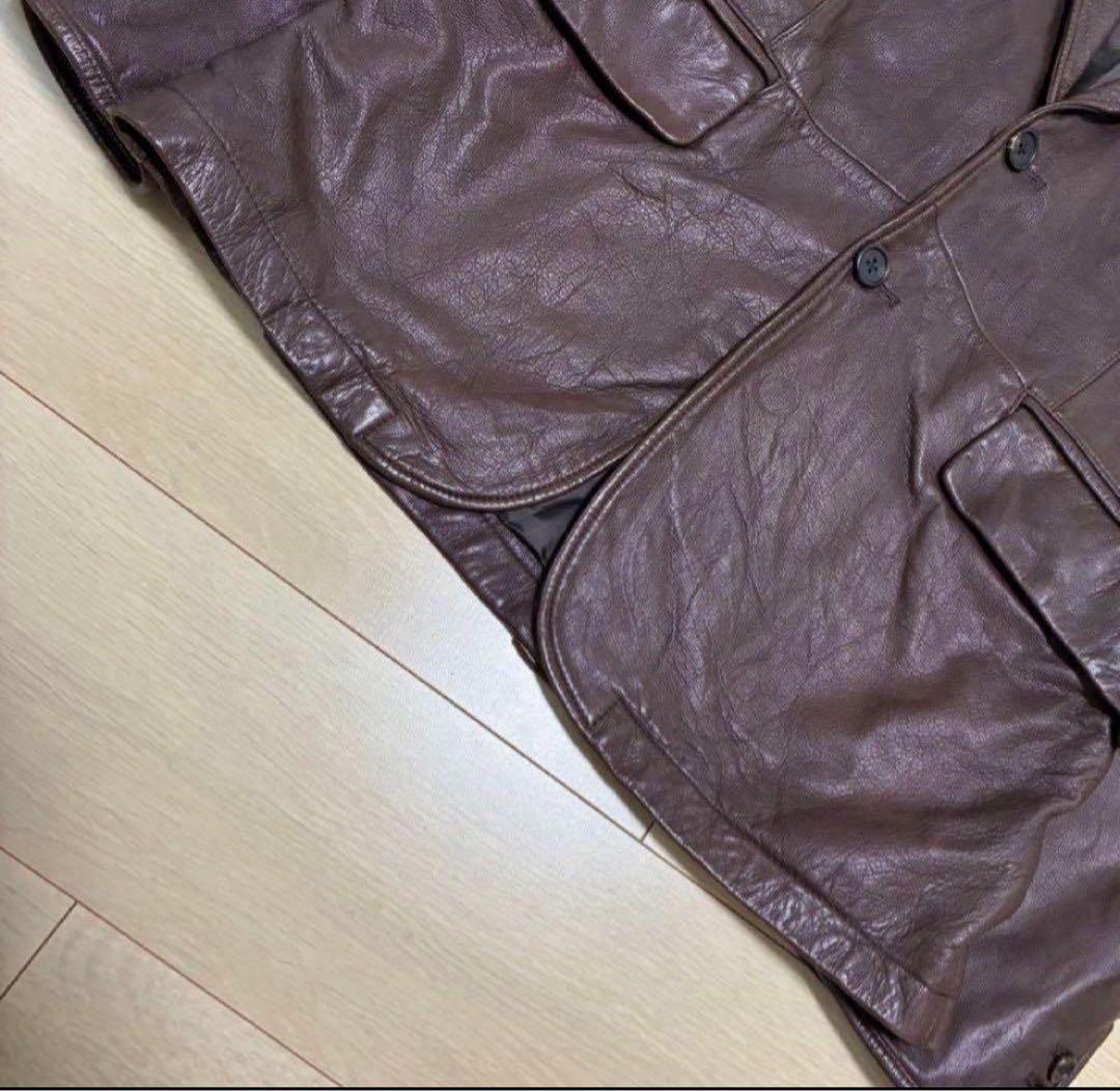 【廃盤・希少品】ポールスミス ラムレザー テーラードジャケット L ブラウン