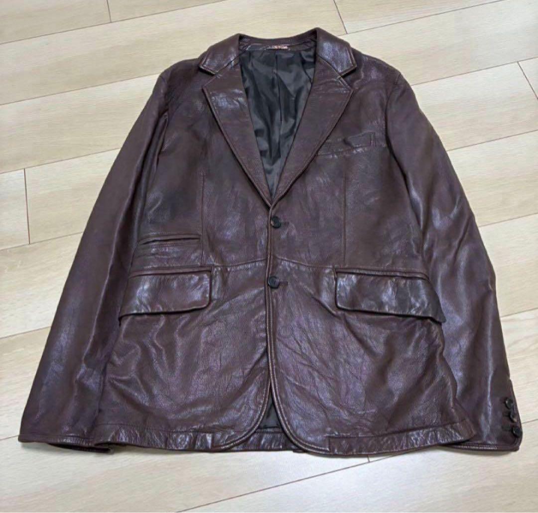 【廃盤・希少品】ポールスミス ラムレザー テーラードジャケット L ブラウン