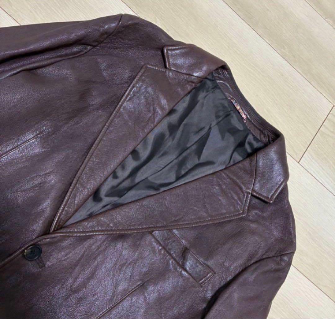 【廃盤・希少品】ポールスミス ラムレザー テーラードジャケット L ブラウン