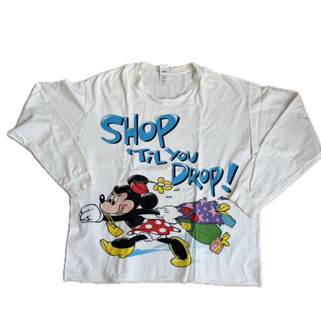 90s disney vintageミッキー ミニー 両面 ロンT