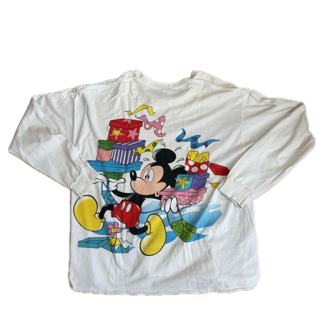 90s disney vintageミッキー ミニー 両面 ロンT