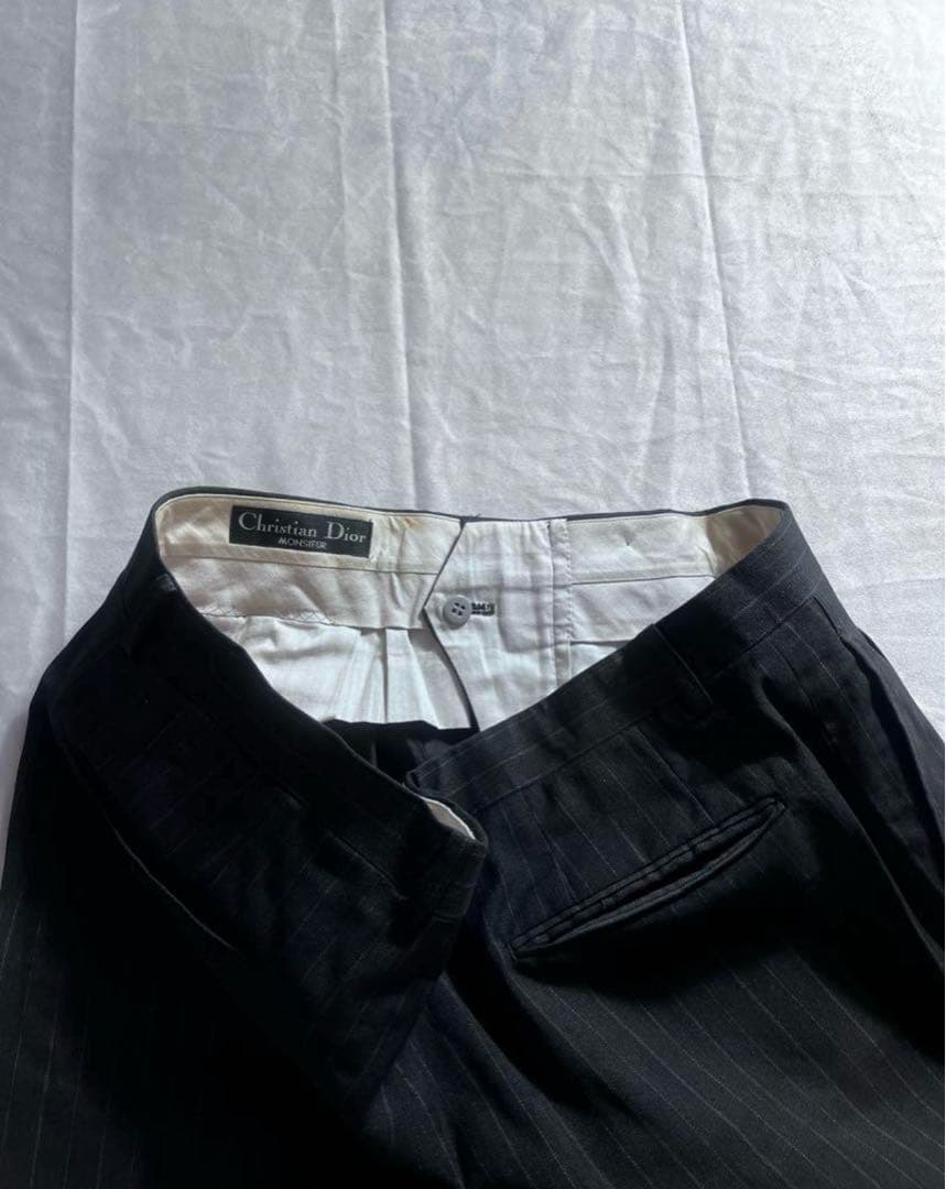 成人式 スーツ ディオール セットアップ ブラック ダブル ストライプ 90s