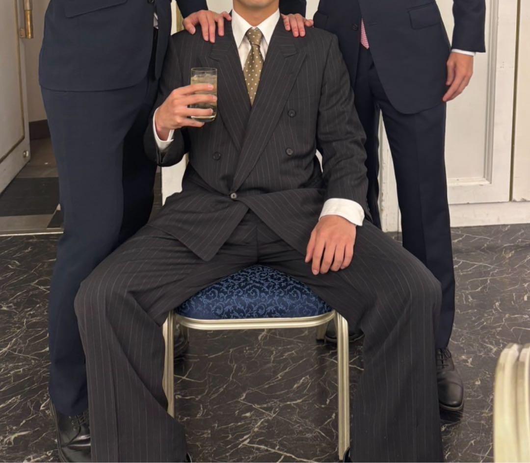 成人式 スーツ ディオール セットアップ ブラック ダブル ストライプ 90s