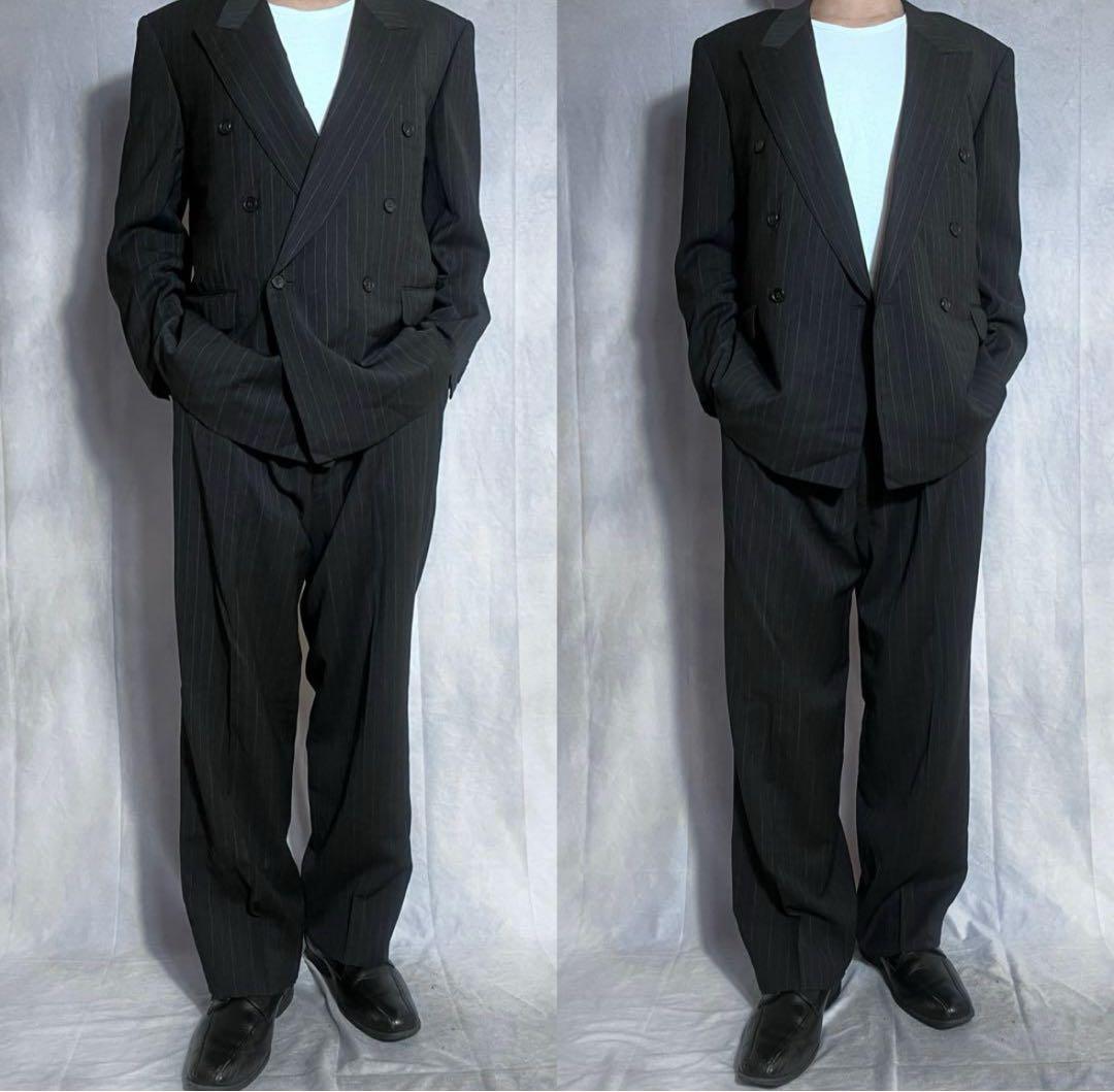 成人式 スーツ ディオール セットアップ ブラック ダブル ストライプ 90s