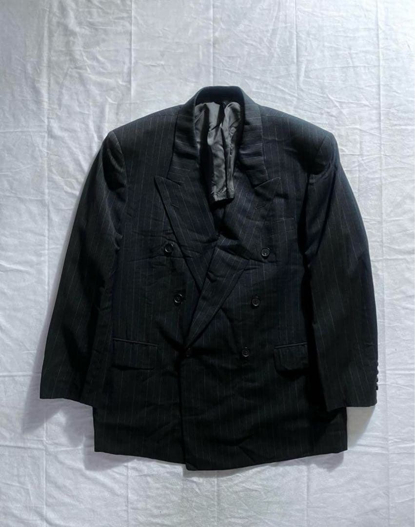 成人式 スーツ ディオール セットアップ ブラック ダブル ストライプ 90s