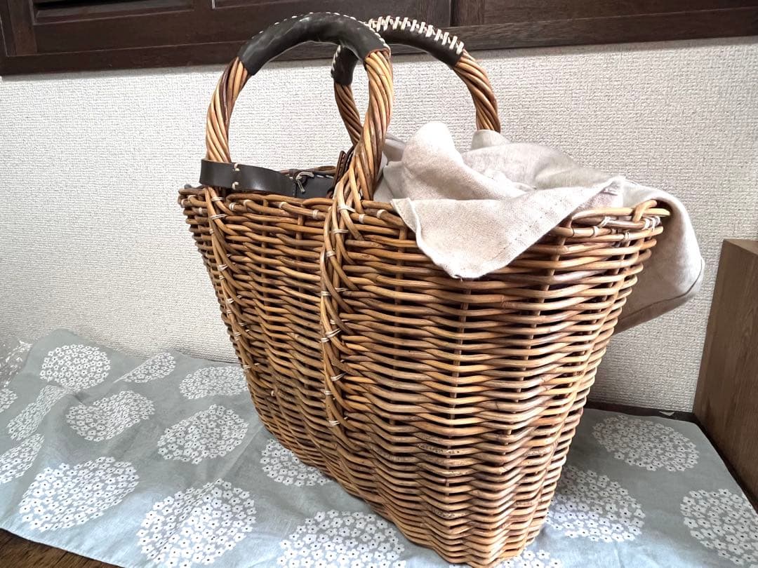 エバゴス ebagos マルシェバッグ レザー×紅籐 定番人気 手提げかごバッグ