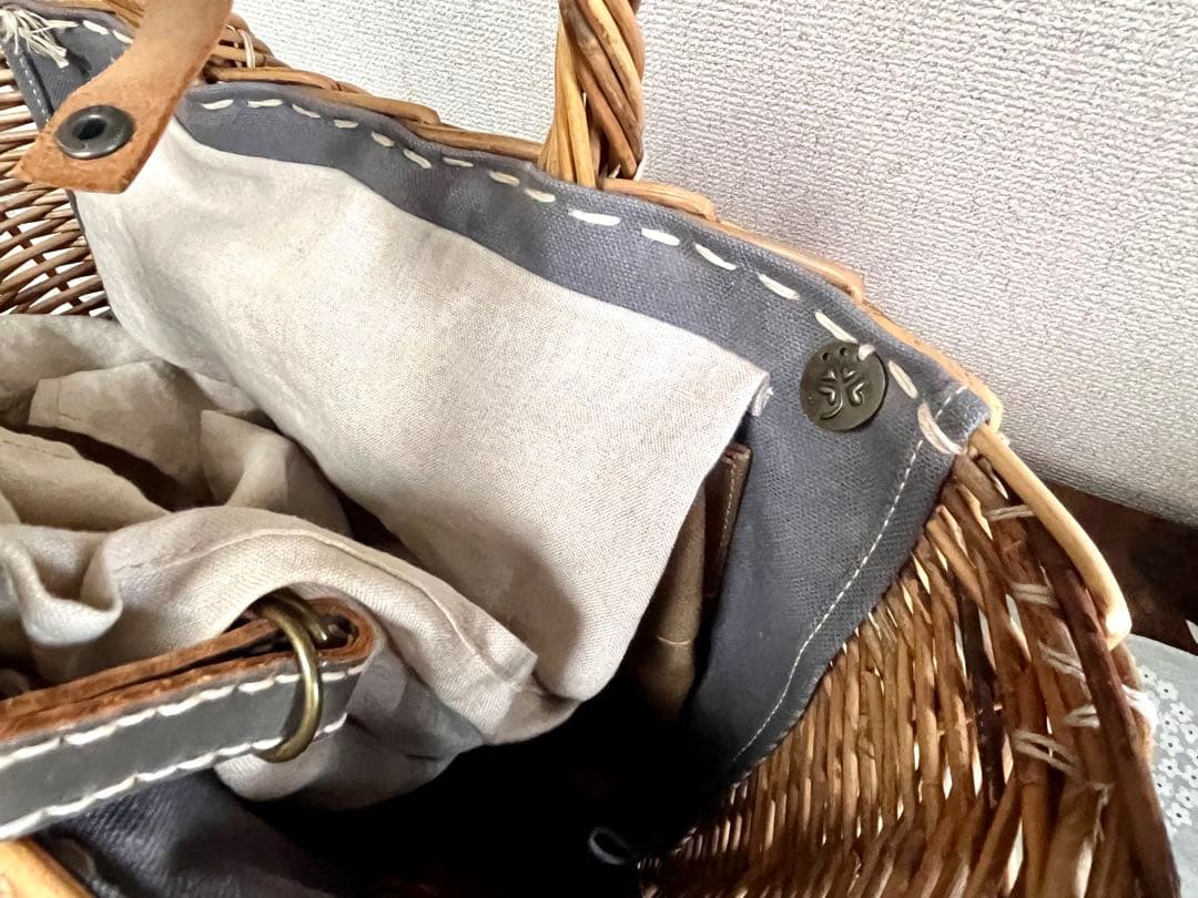 エバゴス ebagos マルシェバッグ レザー×紅籐 定番人気 手提げかごバッグ