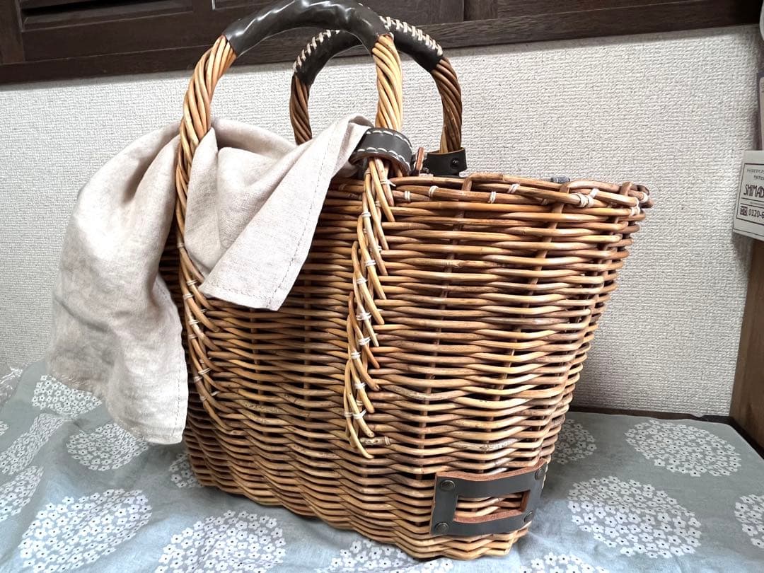 エバゴス ebagos マルシェバッグ レザー×紅籐 定番人気 手提げかごバッグ