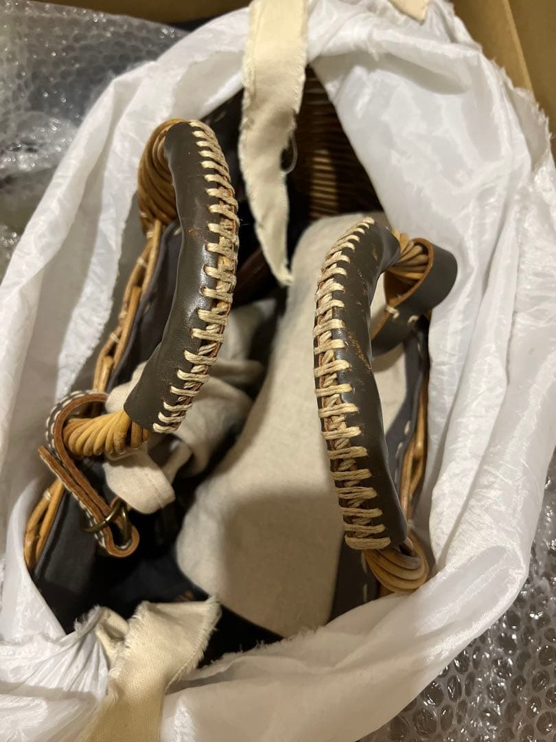 エバゴス ebagos マルシェバッグ レザー×紅籐 定番人気 手提げかごバッグ