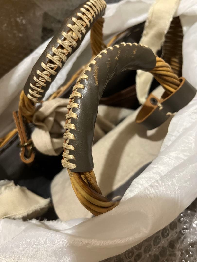 エバゴス ebagos マルシェバッグ レザー×紅籐 定番人気 手提げかごバッグ