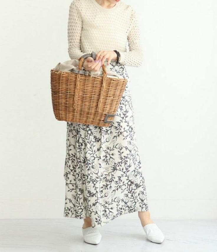 エバゴス ebagos マルシェバッグ レザー×紅籐 定番人気 手提げかごバッグ