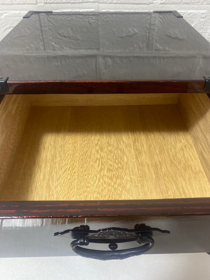 『美品』仙台箪笥 小箪笥 昇り龍 漆塗り 金具 指物 欅 い　岩谷堂箪笥　鍵付き