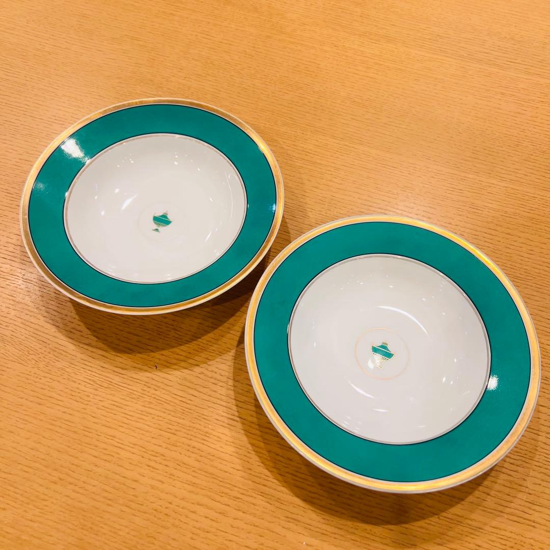 絶版　美品✨　リチャードジノリ　インペログリーン　スープ皿　2枚　廃版