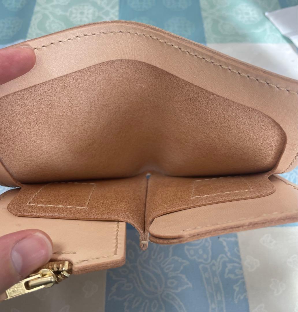 doさん専用　ミドルウォレット　手染め　青　本革　ハンドメイド