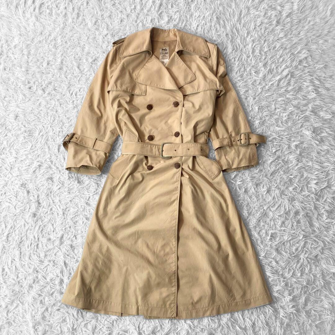 CELINE ヴィンテージ トレンチコート ダブル ベルト L ベージュ 馬車柄